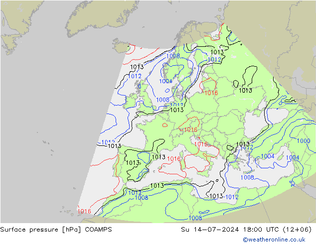 Luchtdruk (Grond) COAMPS zo 14.07.2024 18 UTC