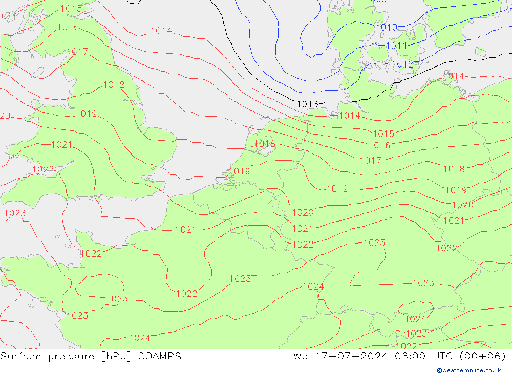 Luchtdruk (Grond) COAMPS wo 17.07.2024 06 UTC