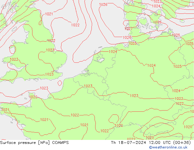 Luchtdruk (Grond) COAMPS do 18.07.2024 12 UTC