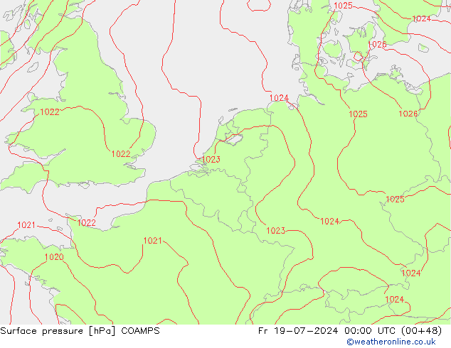 Luchtdruk (Grond) COAMPS vr 19.07.2024 00 UTC