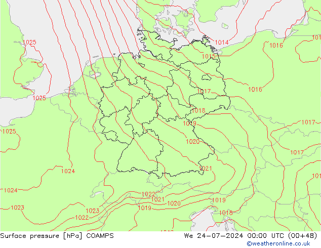 Luchtdruk (Grond) COAMPS wo 24.07.2024 00 UTC