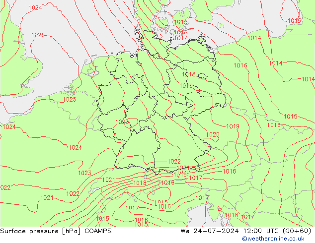 Luchtdruk (Grond) COAMPS wo 24.07.2024 12 UTC