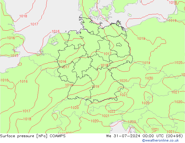 Luchtdruk (Grond) COAMPS wo 31.07.2024 00 UTC