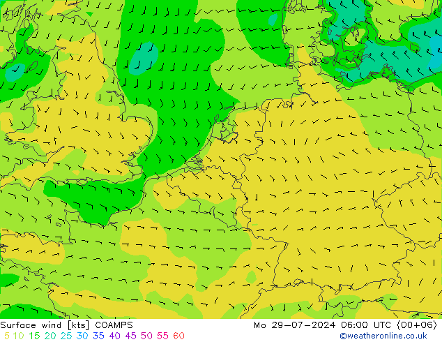风 10 米 COAMPS 星期一 29.07.2024 06 UTC