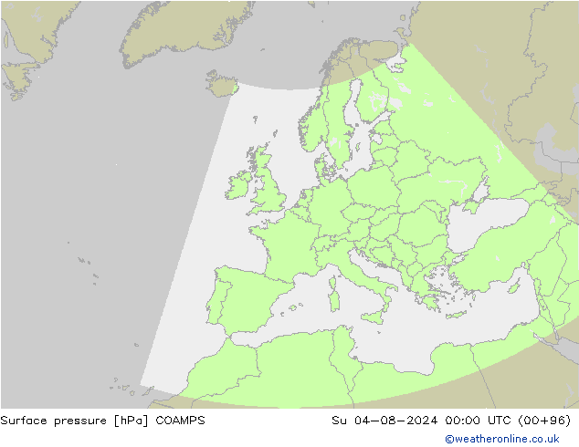 Luchtdruk (Grond) COAMPS zo 04.08.2024 00 UTC