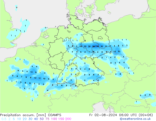 Precipitation accum. COAMPS 星期五 02.08.2024 06 UTC