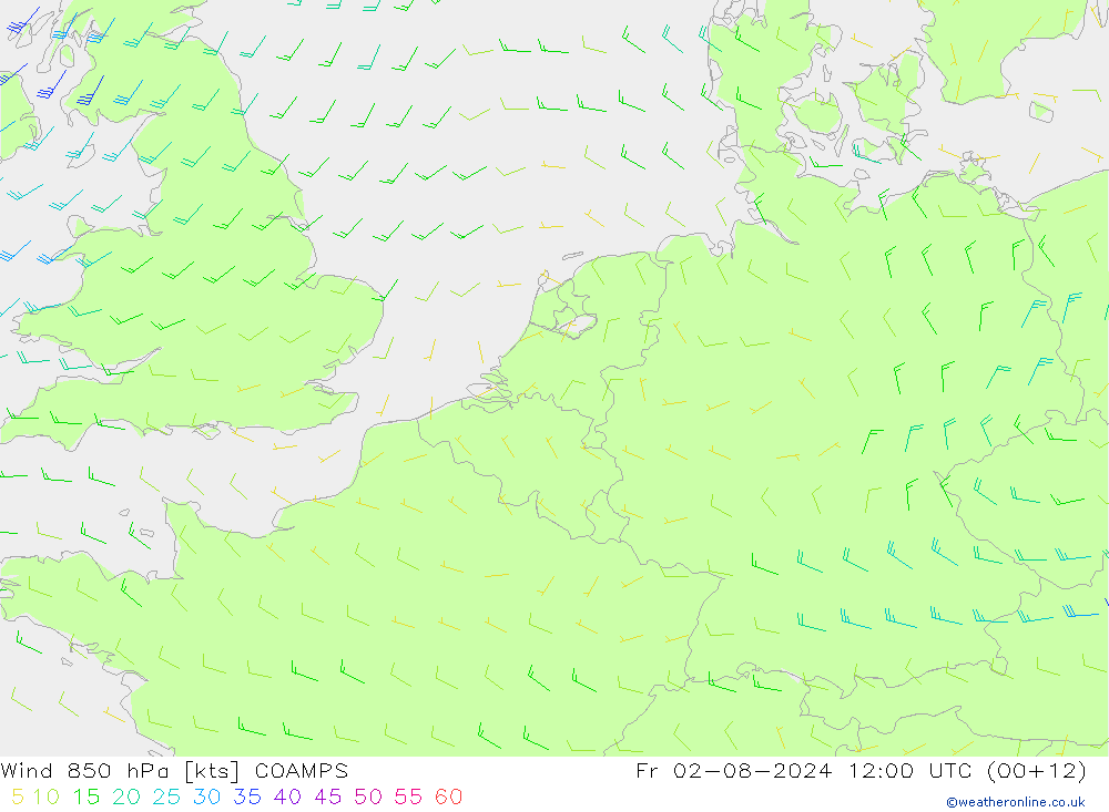 风 850 hPa COAMPS 星期五 02.08.2024 12 UTC