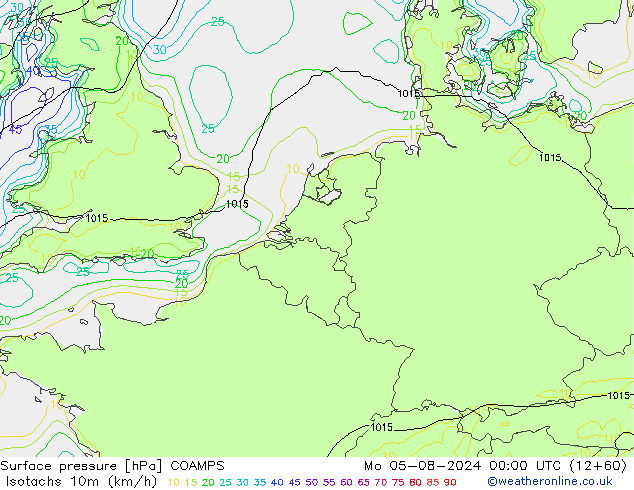 Isotachen (km/h) COAMPS ma 05.08.2024 00 UTC