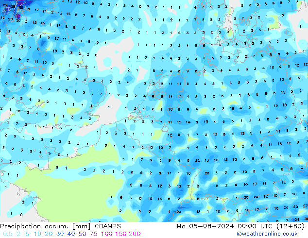 Precipitation accum. COAMPS 星期一 05.08.2024 00 UTC