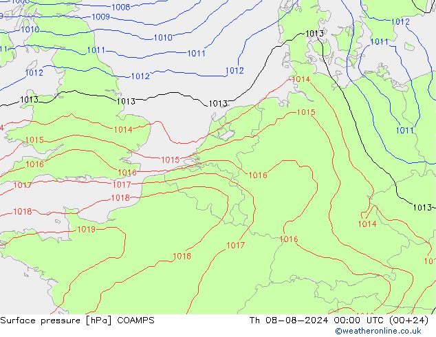 Luchtdruk (Grond) COAMPS do 08.08.2024 00 UTC