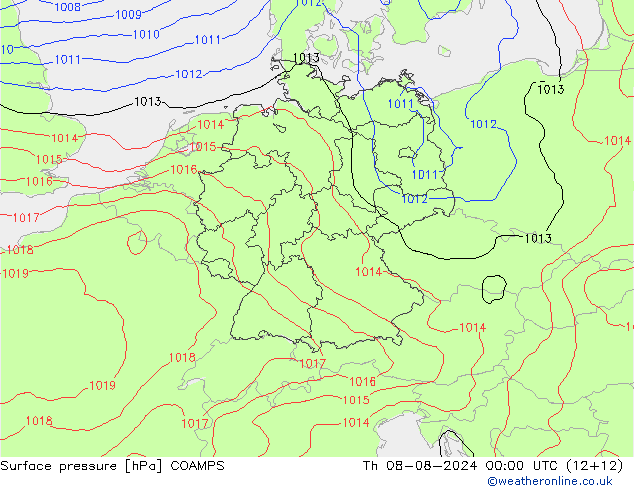 Luchtdruk (Grond) COAMPS do 08.08.2024 00 UTC