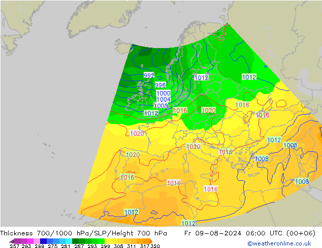 Dikte700-1000 hPa COAMPS vr 09.08.2024 06 UTC