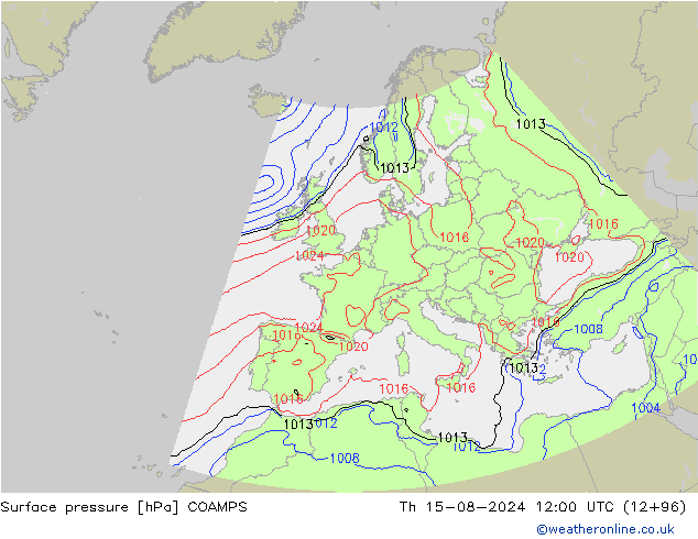 Luchtdruk (Grond) COAMPS do 15.08.2024 12 UTC