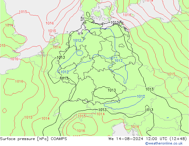 Luchtdruk (Grond) COAMPS wo 14.08.2024 12 UTC