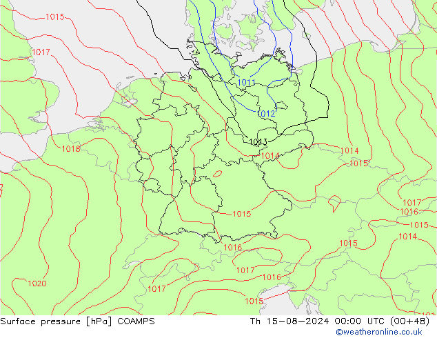 地面气压 COAMPS 星期四 15.08.2024 00 UTC