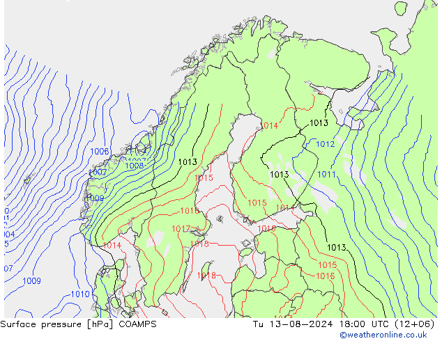 Luchtdruk (Grond) COAMPS di 13.08.2024 18 UTC