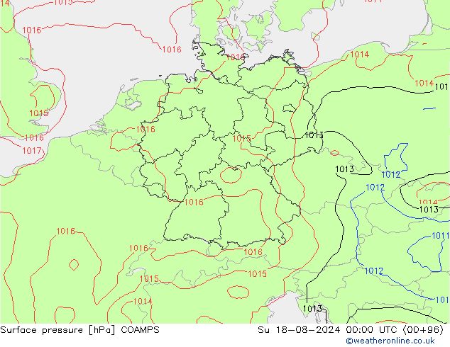 地面气压 COAMPS 星期日 18.08.2024 00 UTC