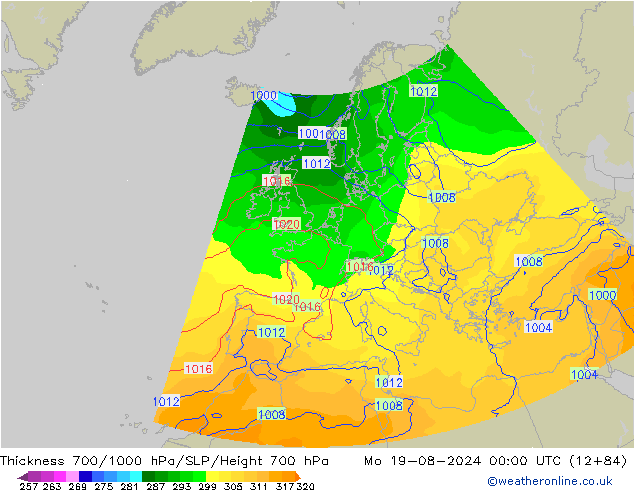 Dikte700-1000 hPa COAMPS ma 19.08.2024 00 UTC