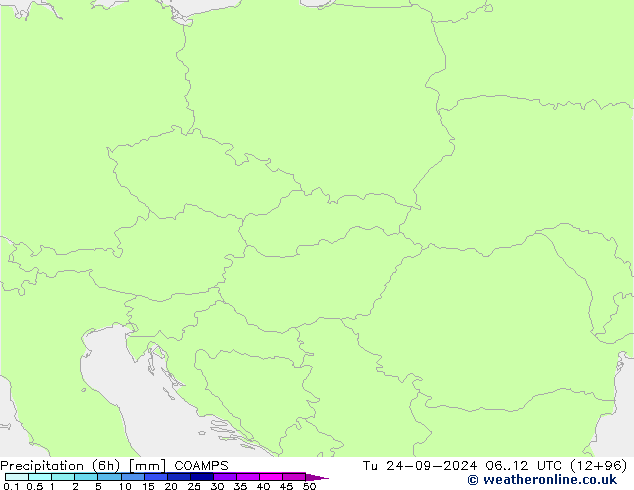 Précipitation (6h) COAMPS mar 24.09.2024 12 UTC