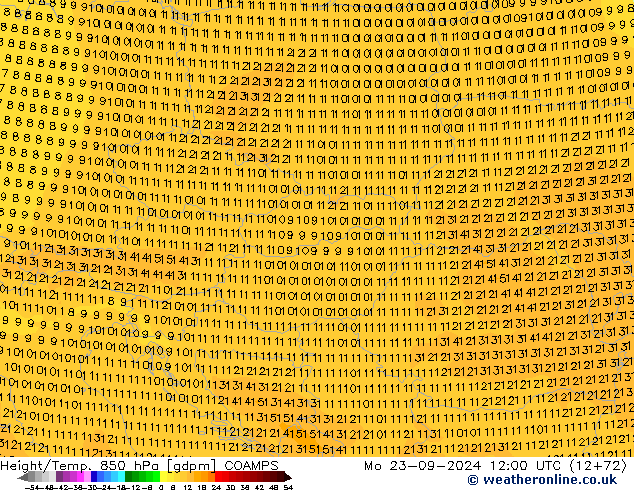 Height/Temp. 850 hPa COAMPS Mo 23.09.2024 12 UTC