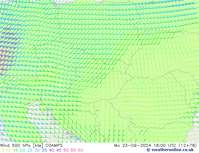 Wind 500 hPa COAMPS Mo 23.09.2024 18 UTC