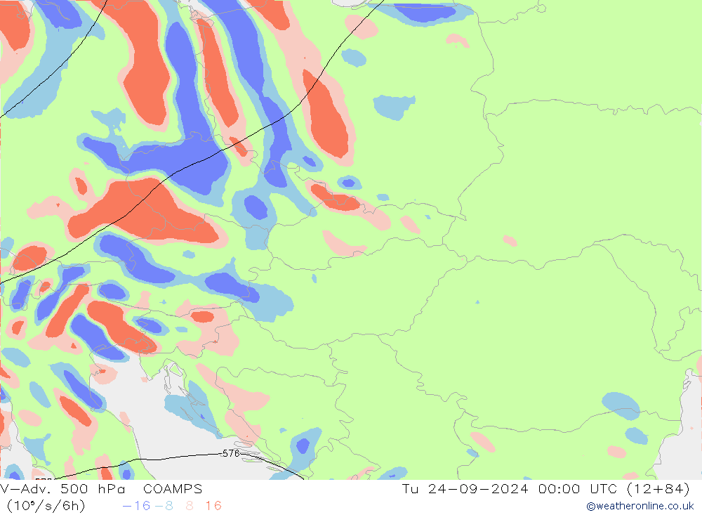 V-Adv. 500 hPa COAMPS wto. 24.09.2024 00 UTC