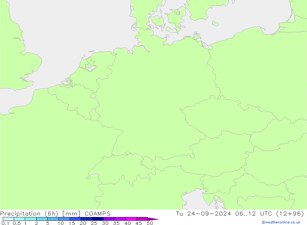 Precipitation (6h) COAMPS Tu 24.09.2024 12 UTC