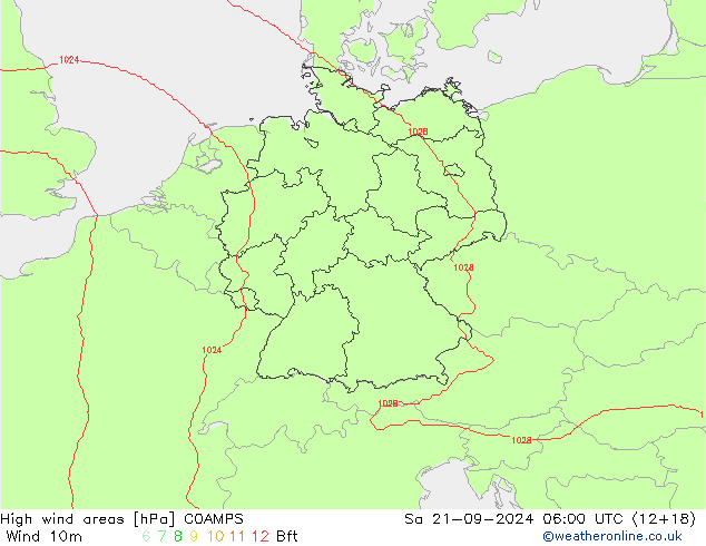 High wind areas COAMPS Sáb 21.09.2024 06 UTC