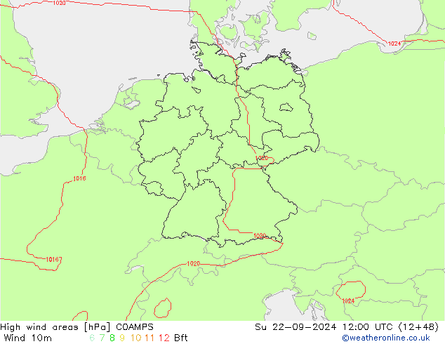 High wind areas COAMPS Su 22.09.2024 12 UTC