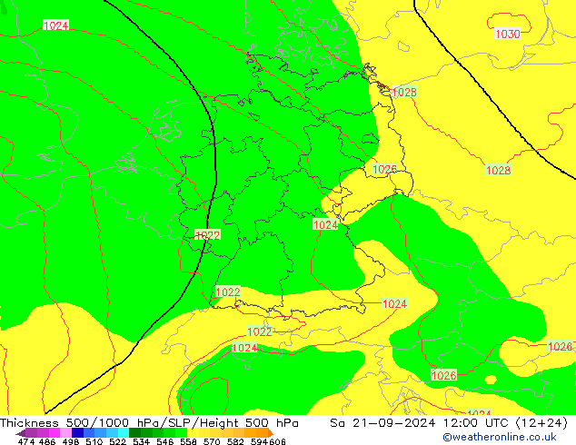 500-1000 hPa Kalınlığı COAMPS Cts 21.09.2024 12 UTC