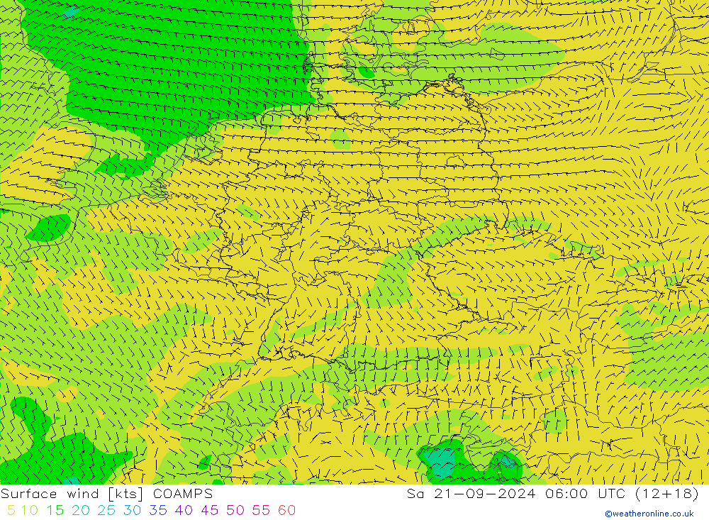 Rüzgar 10 m COAMPS Cts 21.09.2024 06 UTC