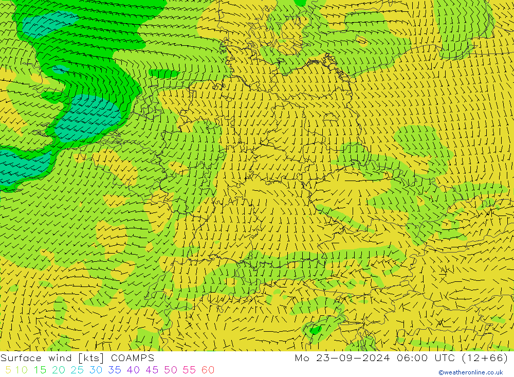 Surface wind COAMPS Po 23.09.2024 06 UTC