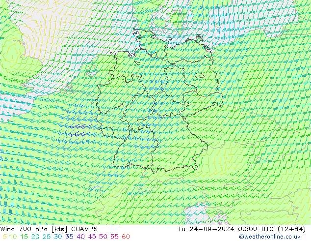 Viento 700 hPa COAMPS mar 24.09.2024 00 UTC