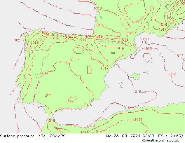 Surface pressure COAMPS Mo 23.09.2024 00 UTC