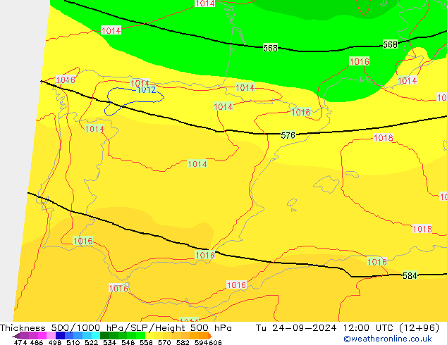 Dikte 500-1000hPa COAMPS di 24.09.2024 12 UTC