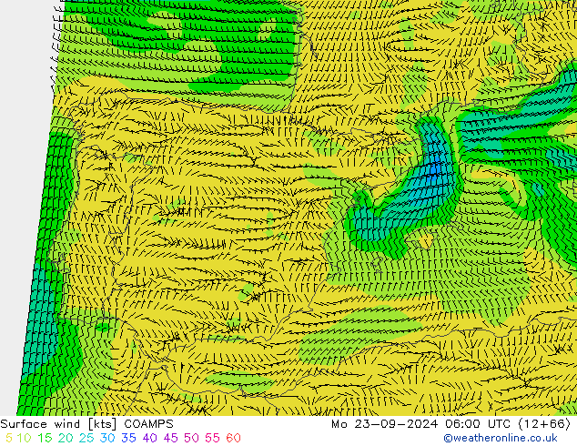 Vent 10 m COAMPS lun 23.09.2024 06 UTC