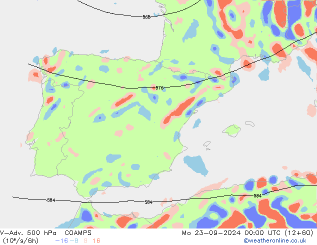 V-Adv. 500 hPa COAMPS Mo 23.09.2024 00 UTC