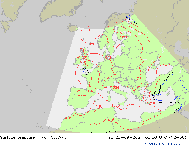 Surface pressure COAMPS Su 22.09.2024 00 UTC