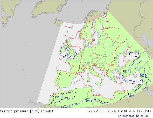 Luchtdruk (Grond) COAMPS zo 22.09.2024 18 UTC