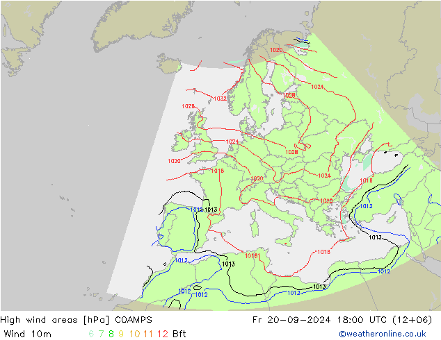 High wind areas COAMPS пт 20.09.2024 18 UTC