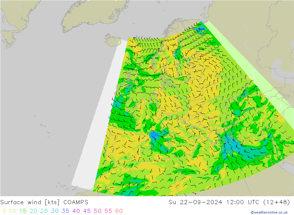 Vent 10 m COAMPS dim 22.09.2024 12 UTC