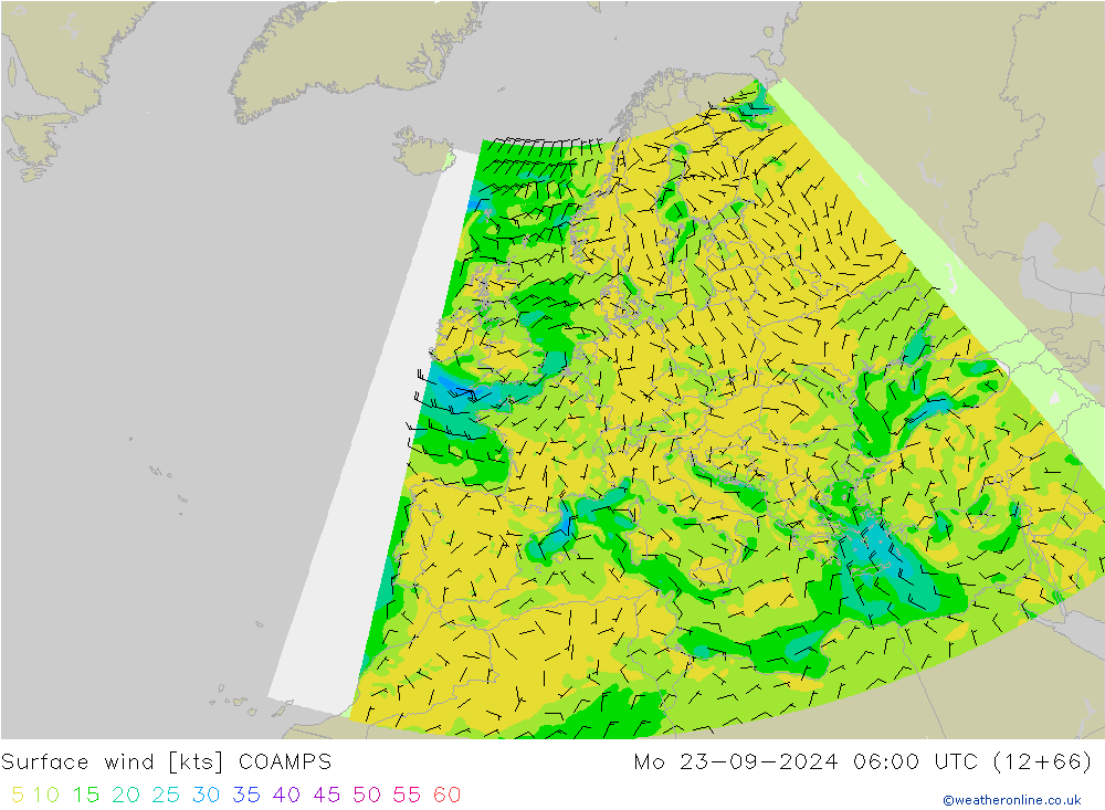 Rüzgar 10 m COAMPS Pzt 23.09.2024 06 UTC