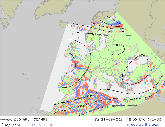 V-Adv. 500 гПа COAMPS сб 21.09.2024 18 UTC