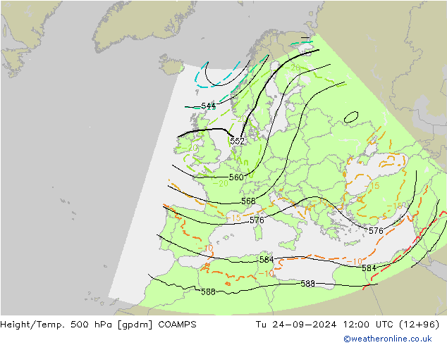 Height/Temp. 500 hPa COAMPS Tu 24.09.2024 12 UTC