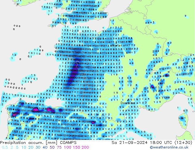 Precipitation accum. COAMPS sab 21.09.2024 18 UTC