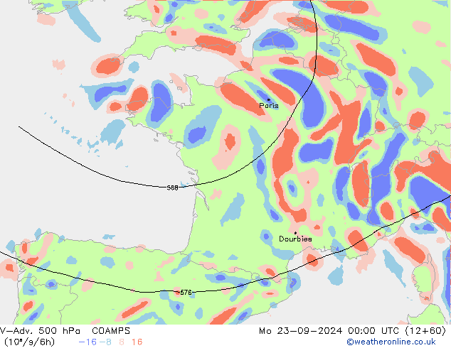 V-Adv. 500 hPa COAMPS Mo 23.09.2024 00 UTC