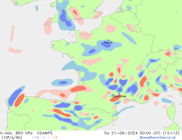 V-Adv. 850 hPa COAMPS Sa 21.09.2024 00 UTC