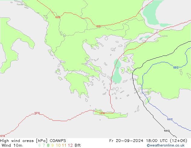 High wind areas COAMPS ven 20.09.2024 18 UTC