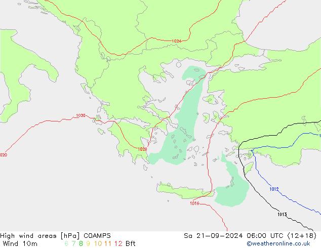 High wind areas COAMPS Sáb 21.09.2024 06 UTC