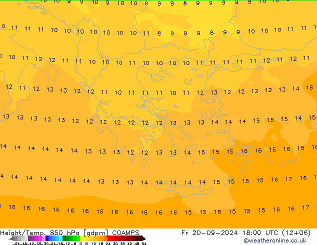 Height/Temp. 850 hPa COAMPS Fr 20.09.2024 18 UTC